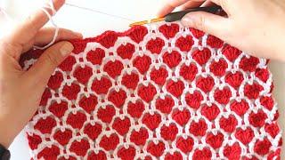 Crochet Cute Hearts Stitch / Easy Tutorial