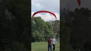 Tandem Paraglider Lands at the Lake LZ. Valle de Bravo. Mexico. #aviation