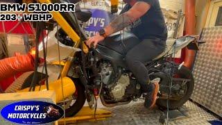 2014 BMW S1000RR DYNO RUN | FULL AKRAPOVIC SYSTEM | 203.4 WBHP | CRISPYS MOTORCYCLES