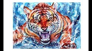 Jian Chen's FINE ART - Tiger in water