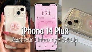 iPhone 14 Plus 128gb UNBOXING || Aesthetic Set up + Accessories