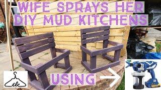 My First Go On New Graco Ultra Max Airless Sprayer | Wife Sprays Her Diy Mud Kitchens - EP#57