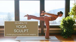 55 Minute Yoga Sculpt for Strength | vinyasa with weights