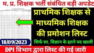 प्राथमिक शिक्षक प्रमोशन लिस्ट||MP primary teacher promotion list out||VARG 3 latest updates