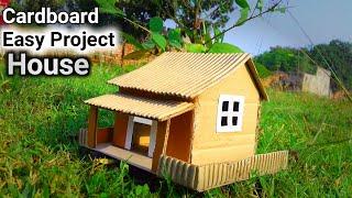 Diy cardboard ideasll how to make cardboard box house easy project #schoolproject #cardboardproject