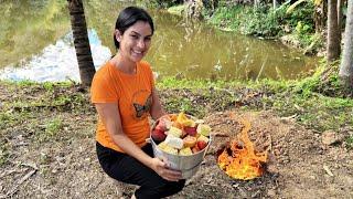 Cozinhando legumes no buraco, atividade divertida para as férias com as crianças.