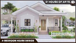 4 BEDROOMS | 96 SQM.(8m. x 12m.)/ 1,033 SQFT. | Bungalow House Design | Modern House Design | 2 T&B