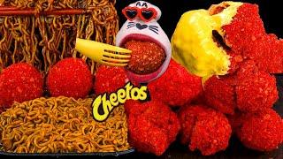 Homemade Cheetos Chicken & Cheetos Cheese Balls & Black Bean Noodles Mukbang  | REALMOUTH's ASMR