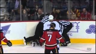 Mark Giordano open ice hit on Nikita Kucherov 10/21/14