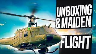 Eachine E190 Scale Rc Helicopter UH-1 HUEY Unboxing and Maiden Flight