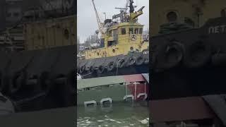 A sunk Ukrainian BG-32 Donbass coast guard patrol ship in Ukraine war footage 2022 - Ukraine war