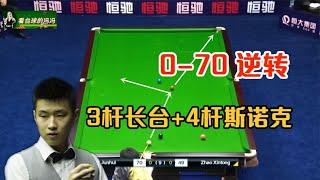 Feast your eyes! Zhao Xintong with 3 pole long table + 4 pole snooker