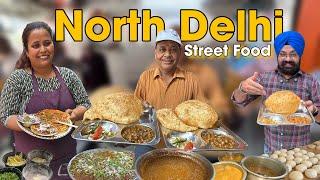 Delhi's No.1 Street Food in Mukherjee Nagar | chole Bathure , Nutri Kulcha , Dosa , Cold Coffee