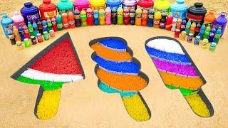 How to make Rainbow Different Ice Cream with Orbeez, Big Coca Cola, Fanta and Mentos & Popular Sodas