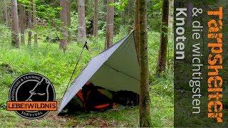 EINFACH ein TARP aufspannen - Tarpshelter & Knoten | Tarp spannen, Knotenkunde, Ultra light Zelt