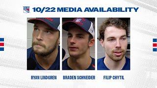 NYR at MTL: Ryan Lindgren, Braden Schneider, Filip Chytil Postgame Availability | Oct. 22, 2024