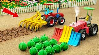 Diy tractor making mini Bulldozer Transport Watermelon | diy mini Rainbow Plowing Machine | HP Mini