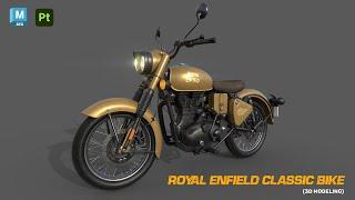 royal enfield classic Bike 3d Modeling || Autodesk Maya + Substance 3D Painter || #3d #showreel