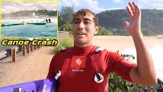 DISASTER STRIKES WHILE SURFING AT WAIMEA BAY