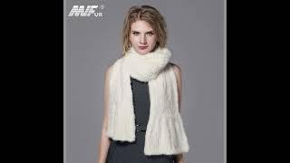 MWFur Woman Winter Scarf Wrap Genuine Mink Fur Shawl Female Natural Mink Fur Scarf Hand Knitted