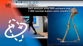 Gait analysis with iSen software and 7 IWS inertial motion units (studio live)