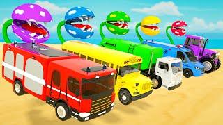 Head Shoulders Knees Song + Wheels on the Bus | Car Eating Plants | Baby Nursery Rhymes & Kids Songs