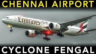 CYCLONE FENGAL - Plane spotting in EXTREME rain & wind at CHENNAI AIRPORT