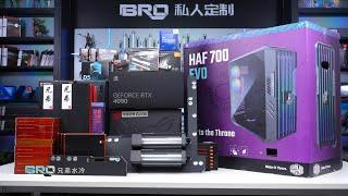 「BRO」4K Water Cooled PC Build CoolerMaster HAF 700 EVO With13900KF+RTX4090.酷冷HAF 700 EVO #pcbuild