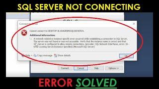 SQL Server Not Connecting | Network Related Error Solved | Tutorial 4You