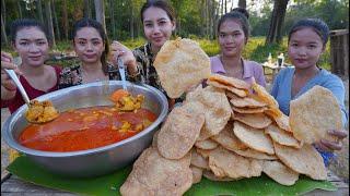 Cake cook recipe with chicken curry and eat - Amazing video