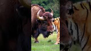 Bison and Tiger fight each other...#animal #bison #tiger #wildlife