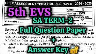 5th "EVS SA Term-2" Full Question Paper with Answer Key | 5th EVS Self Assessment Term-2 Paper️