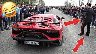 Supercars Leaving Cars & Coffee Brescia | Crowd Goes CRAZY + POLICE Officer!