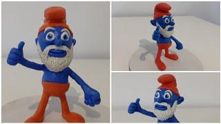 Sculpting Papa Smurf with clay /simple handwork.