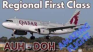 Qatar Airways regional First Class | A320 AUH - DOH