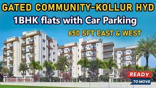 Gated community 1BHK flats for sale in Hyderabad | 650 sft with car parking #kethakiproperties