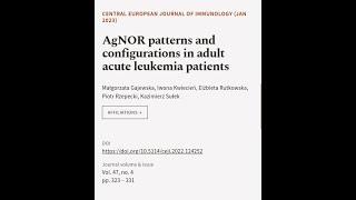 AgNOR patterns and configurations in adult acute leukemia patients | RTCL.TV