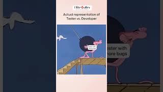 Actual representation of tester vs developer. #foryou #memes #funny #coding #howto #developer