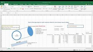 How to find pipe slope to match design velocity criteria for Storm/sewer network design