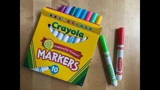 CRAYOLA MARKERS UNBOXING & SWATCH | 10 COUNT BOLD & BRIGHT MARKERS | BROAD LINE MARKERS