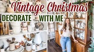  Dining Room Hutch Christmas Decorate With Me | Ironstone Collection & Vintage Decor