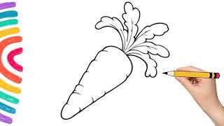 How to draw a carrot? Cómo dibujar una zanahoria? Paano gumuhit ng karot? 당근을 그리는 방법?