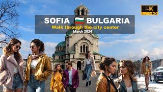 Sofia capital of  Bulgaria Walking through the city center  - March - 2024 - 4k