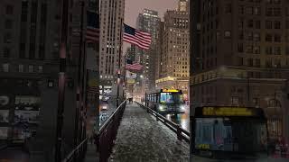 Snowstorm in Chicago ️Michigan Avenue (DuSable) bridge #minivlog #shorts #youtubeshorts #hanimodi