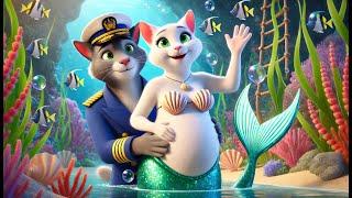 The Little Mermaid Rises Tsunami‍️for Captain Cat! #cat #catlovers #aicat #catvideos #cutecat #ai