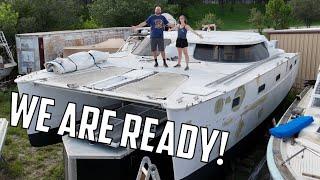 ️ Our hurricane-damaged catamaran is ready to go back in the water!  Ep.633