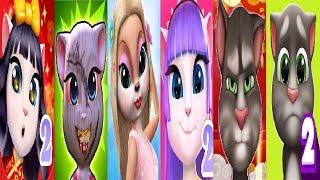 My Talking Tom 1 Chinese Version VS My Talking Tom 2 Angela 2 Maria Kimmy Superstar  Fashion Cat