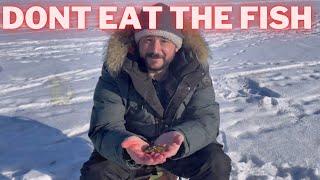 American In Russia Ice Fishing On Largest Lake On Earth