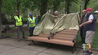 New Benches Being Installed In Philadelphia's Rittenhouse Square