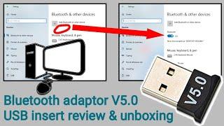 Bluetooth V5.0 USB dongle adaptor insert review & unboxing process || Bluetooth usb dongle V5.0